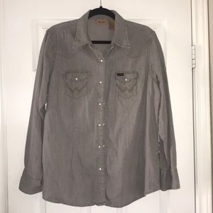Grey Western Pearl Snap Shirt